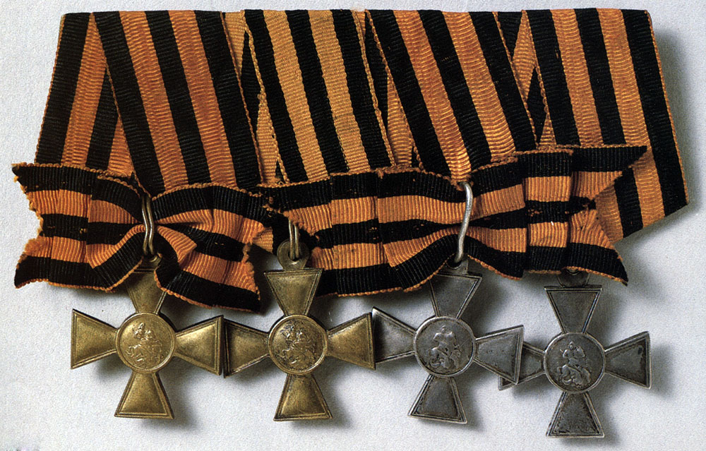Soldiers' St George's crosses of the 1st, 2nd, 3rd and 4th class
