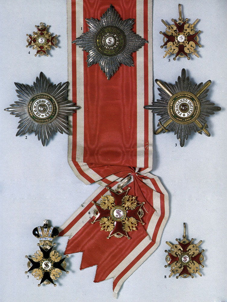1-3. Stars of the Order of St Stanislaus 4-8. Badges (crosses) of the Order of St Stanislaus