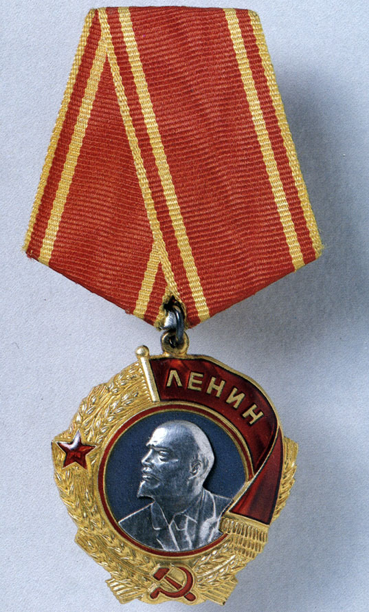 Present-day badge of the Order of Lenin, the highest decoration in the Soviet Union