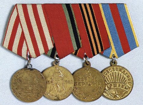 Decorations of Hero of the Soviet Union A.V.Alyoshin, a holder of a complete set of the Order of Glory